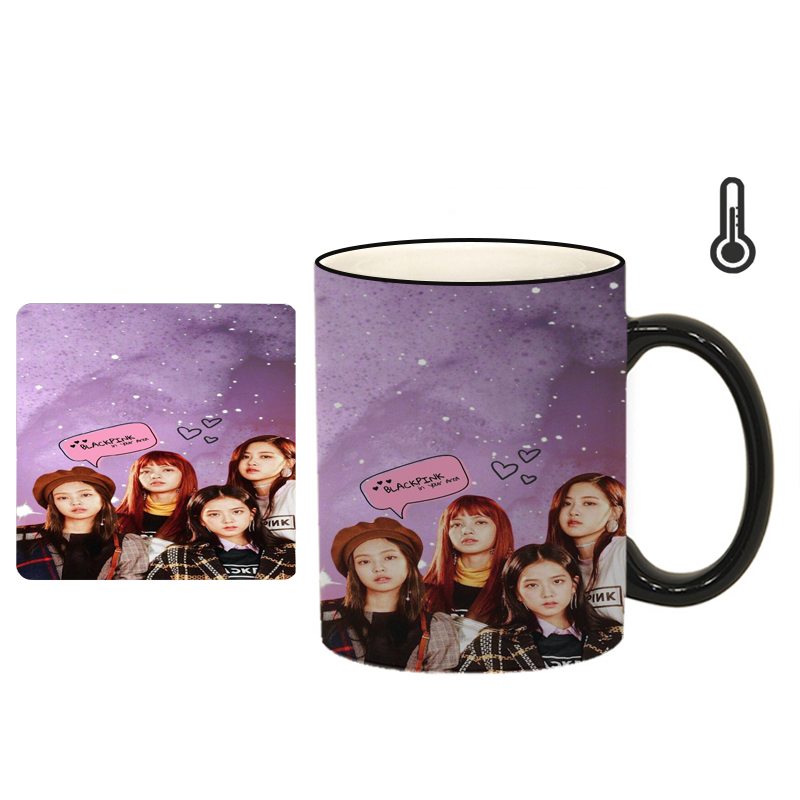 ماگ حرارتی طرح بلک پینک کد 3 به همراه زیر لیوانی 