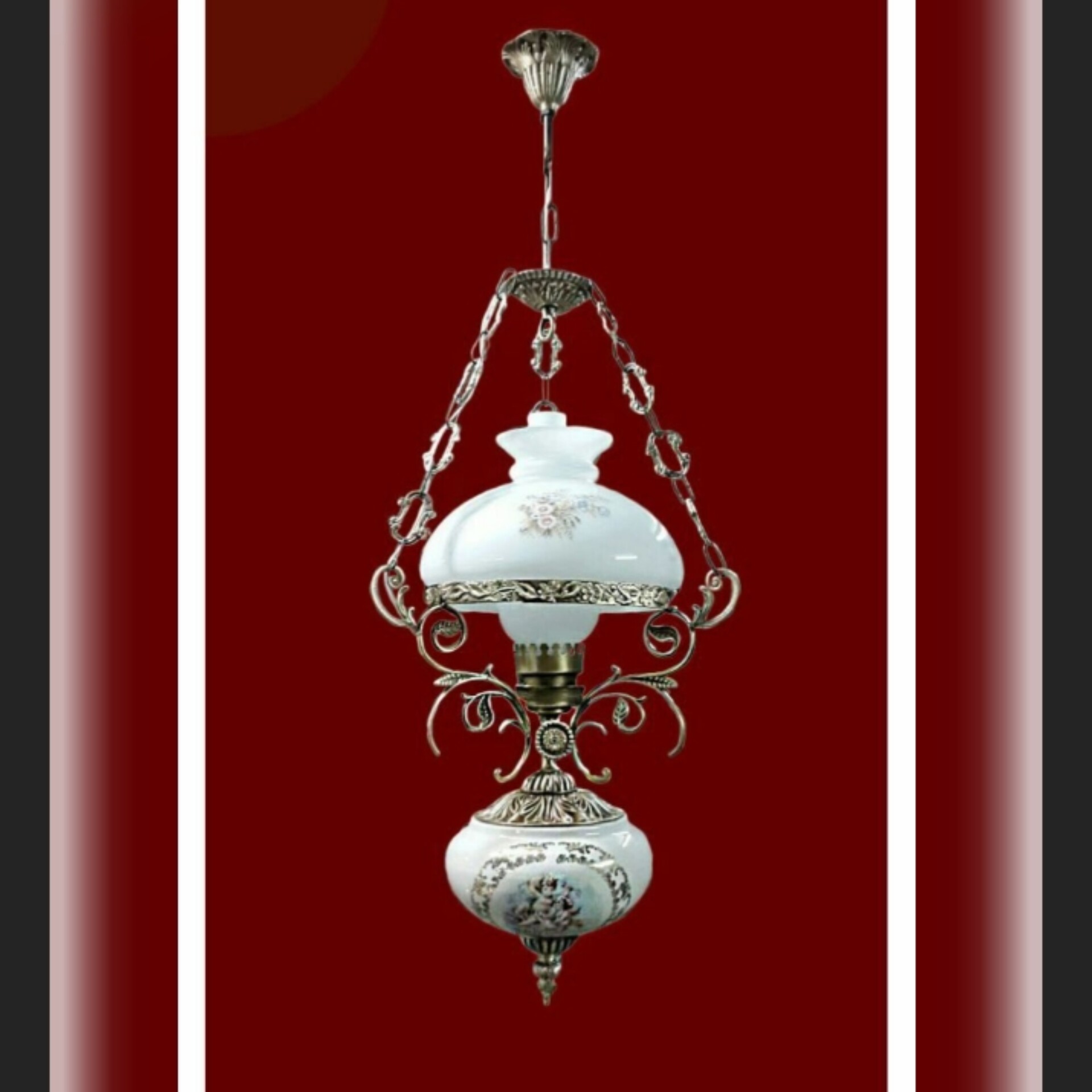 لوستر سقفی.آویز  ارغوان.برنزی(هزینه ارسال با پس کرایه باربری به عهده مشتری میباشد )