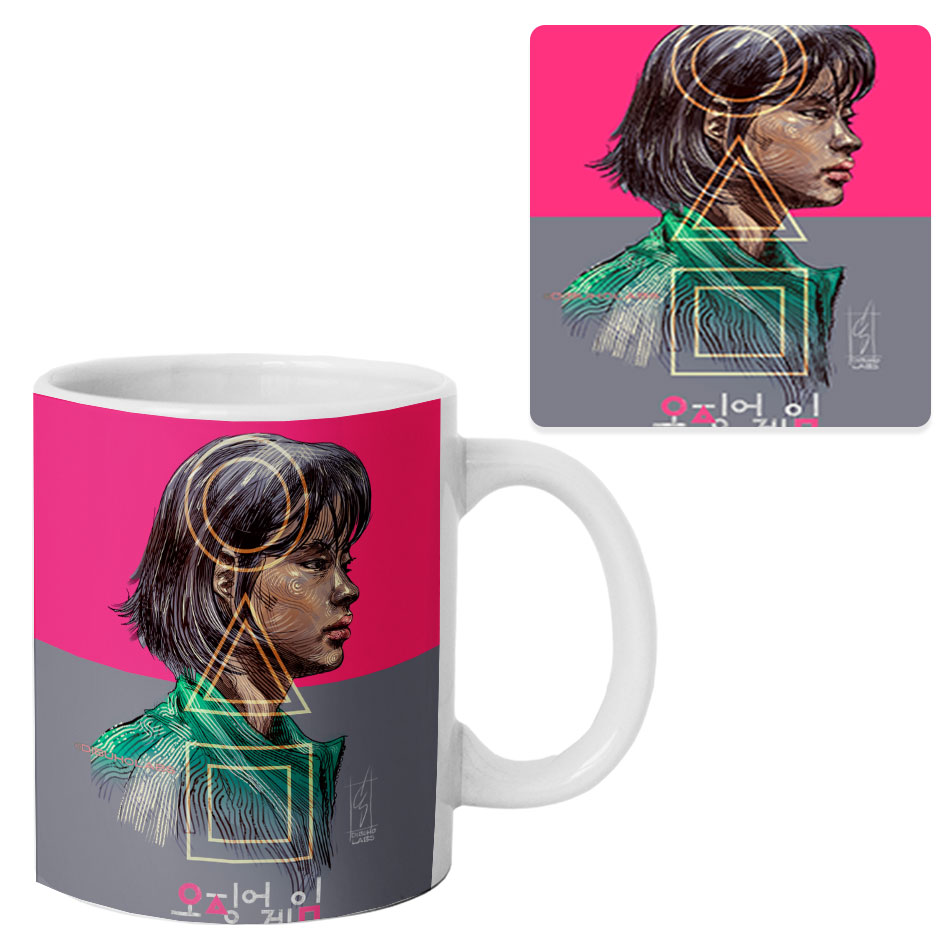 ماگ طرح Squid Game مدل M4031 به همراه زیرلیوانی