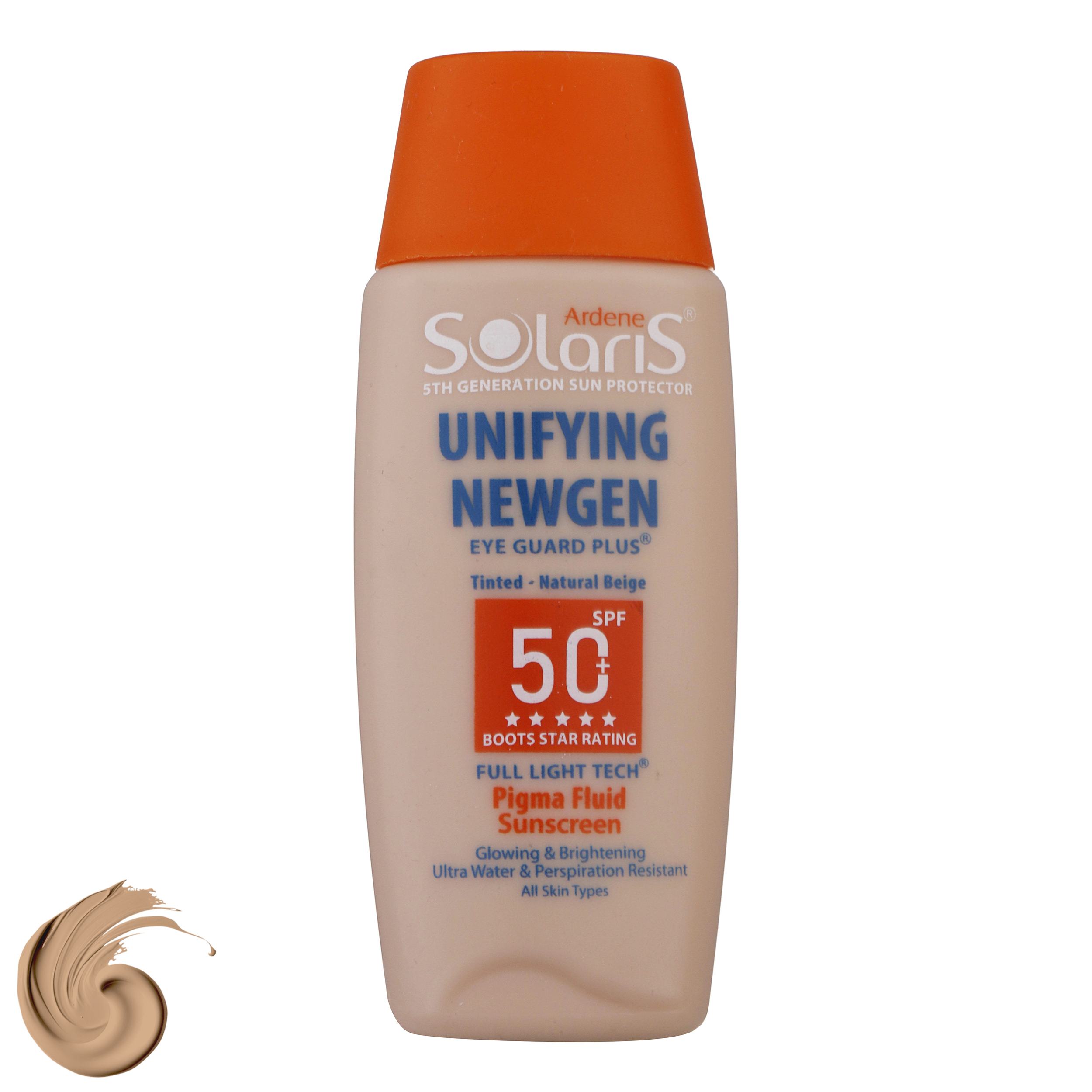 فلوئید ضدآفتاب SPF50 رنگی آردن سولاریس مدل Unifying Newgen مناسب انواع پوست حجم 75 میلیلیتر