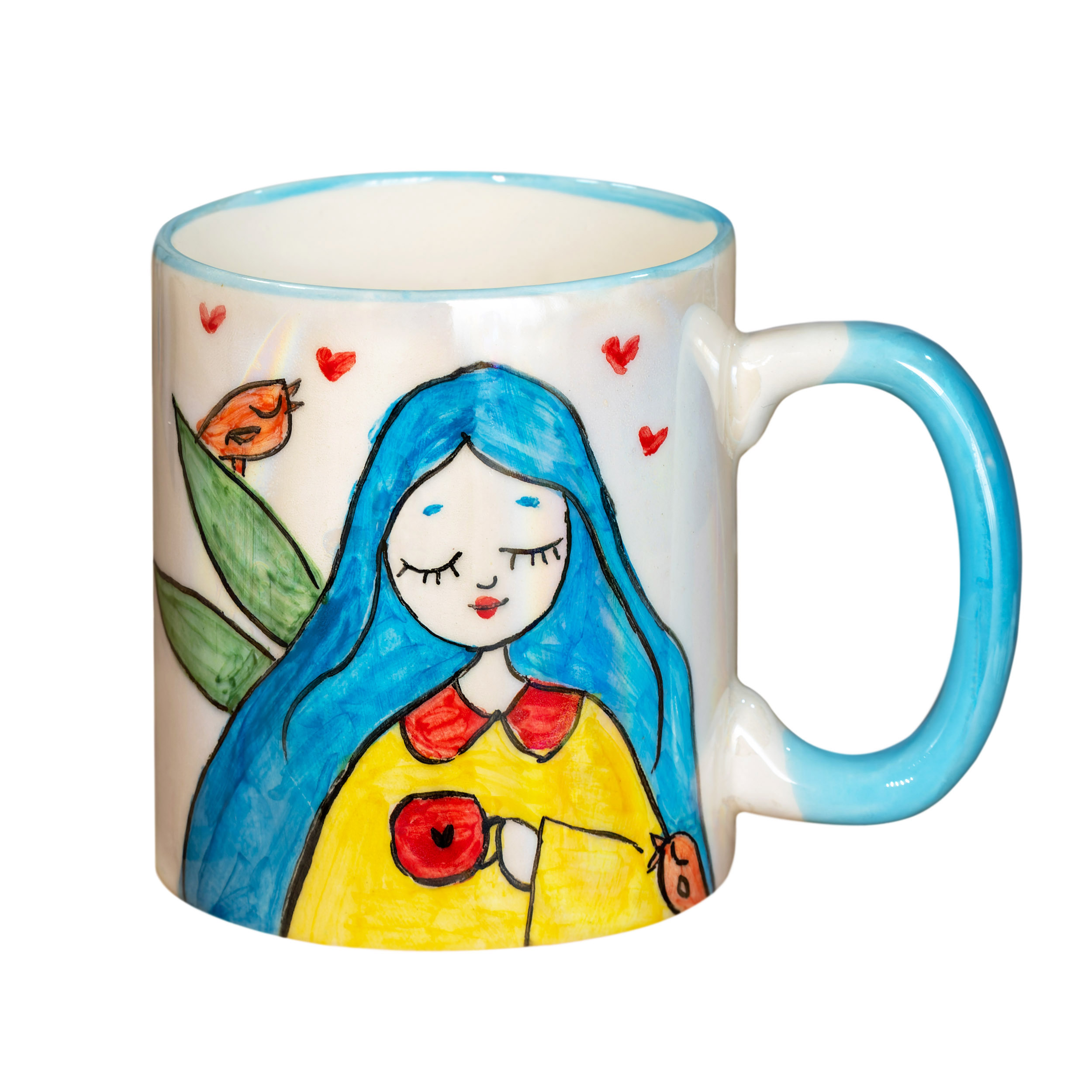 ماگ طرح دختر مدل نقاشی براق کد 07