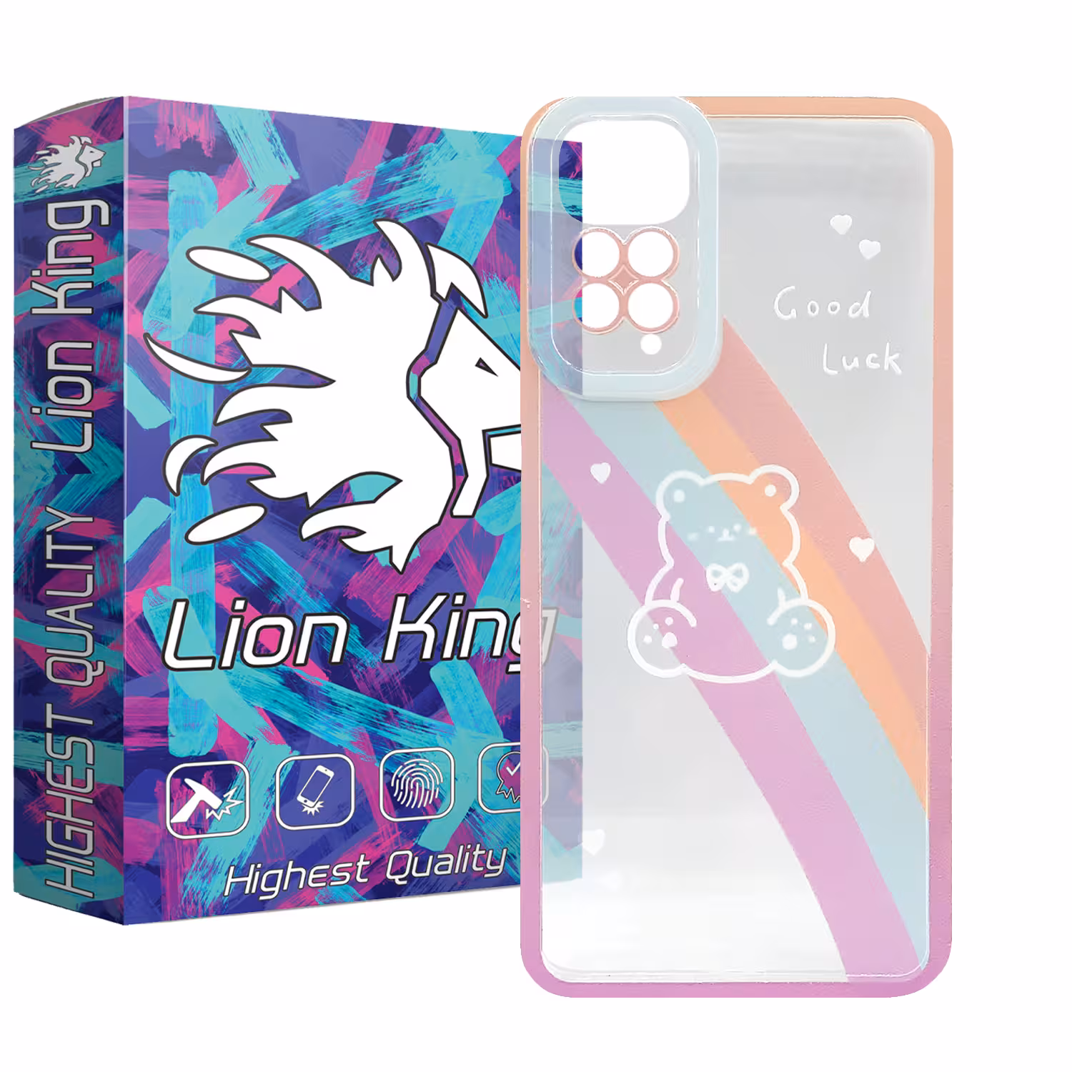 کاور لاین کینگ مدل خرس رنگین کمانی مناسب برای گوشی موبایل شیایومی Redmi Note 11 Global Note 11S