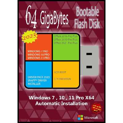 سیستم عامل Windows 7 10 11 Pro X64 Driver Pack 2023 Office 2016-19-21 UEFI نشر مایکروسافت
