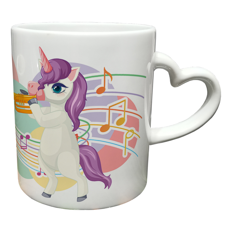 ماگ مدل دسته قلبی طرح یونیکورن کد 89