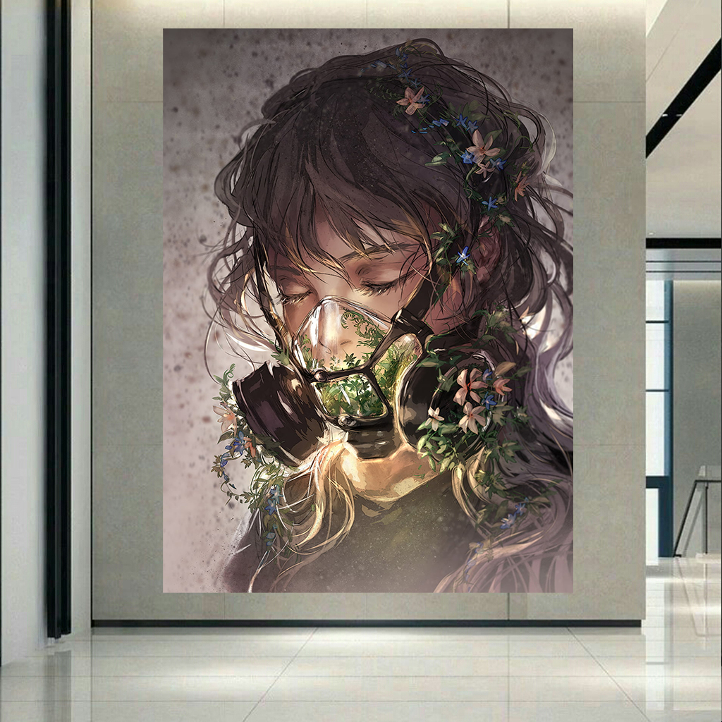 تابلو بوم طرح انیمه دختر مدل ماسک کد AR6610