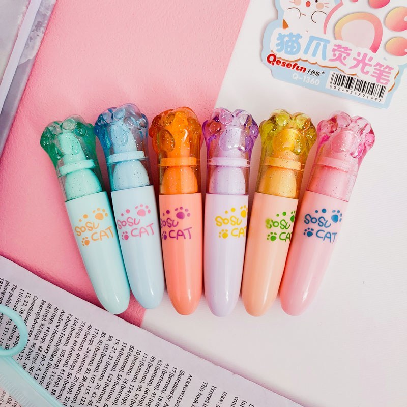 ماژیک هایلایت ( هایلایتر ) طرح پنجه گربه ست 6 عددی