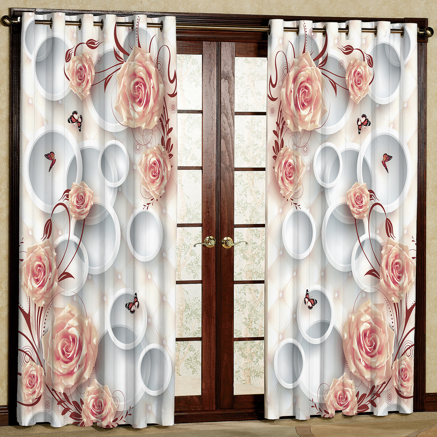  پرده مدل گل و پروانه هازان پانچی کد 4592 سایز 140x200 سانتی متر