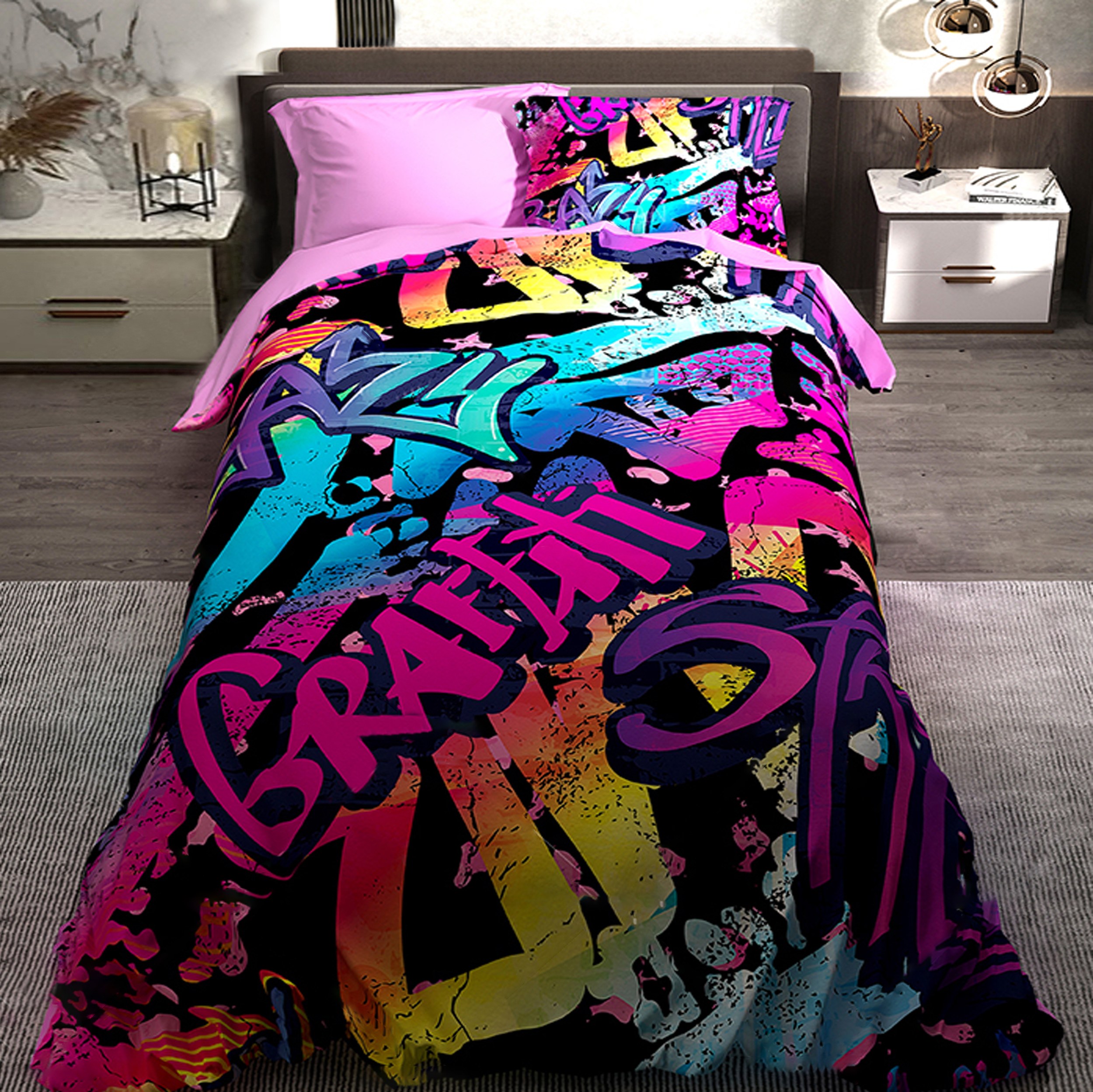 سرویس خواب مدل ترکسان کد 541 یک نفره 4 تکه با پارچه تنسل گیاهی