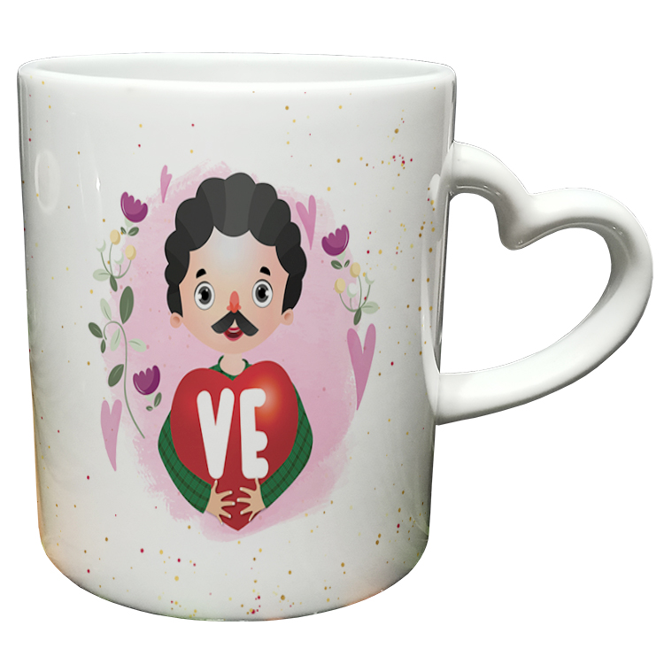 ماگ مدل دسته قلبی طرح عاشقانه کد 34