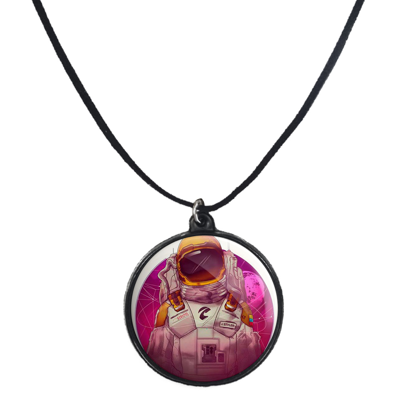 گردنبند پرمانه طرح فضانورد کد pmb.1733 مدل دو طرفه