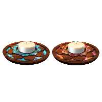 شمعدان مدل گل نیلوفر طرح کاشی مجموعه 2 عددی