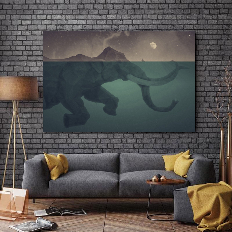 تابلو شاسی طرح گرافیک مدل فیل و دریا کد 520