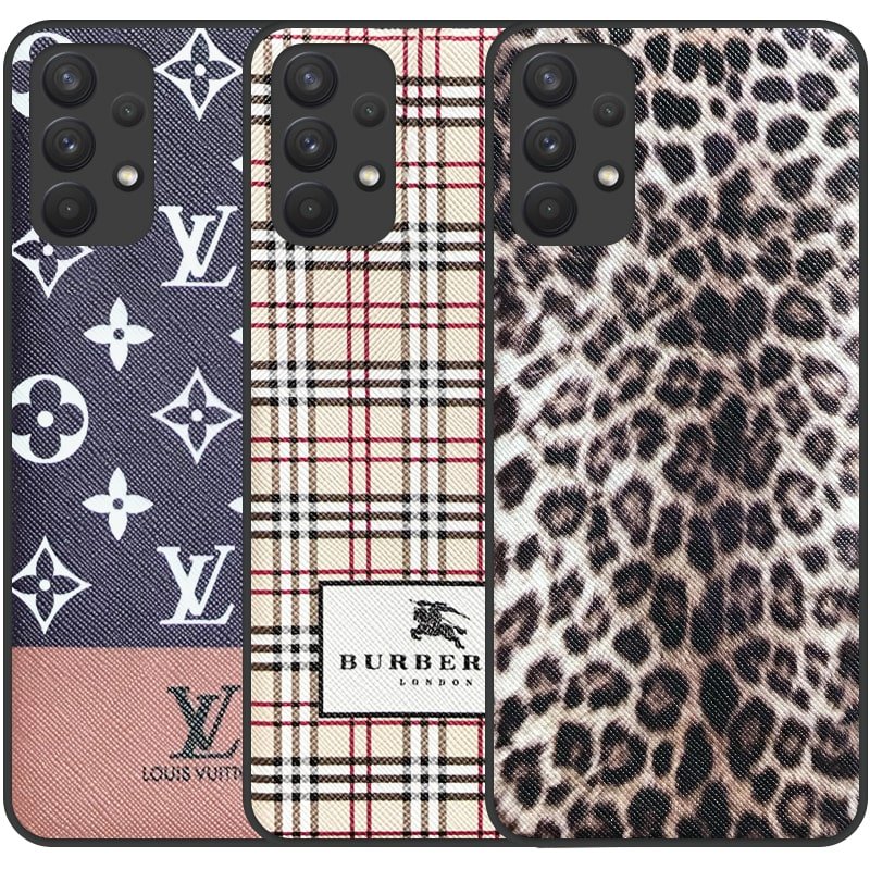 قاب چرم Luxury دیزاین مناسب برای گوشی Samsung Galaxy A32 4G مدل طرحدار لاکچری زنانه و مردانه (مجهز به محافظ لنز یکدست با بدنه)