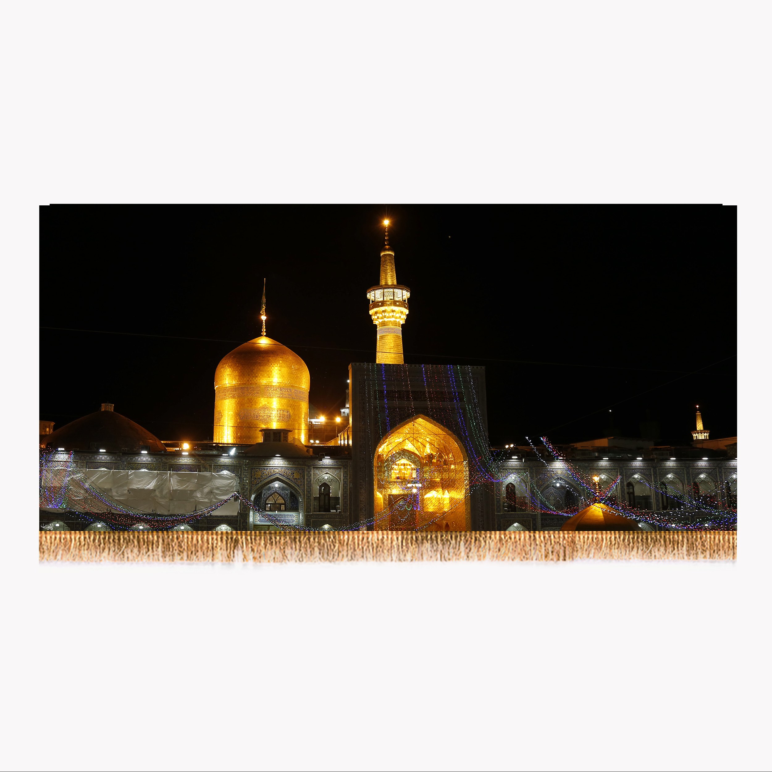 پرچم مخمل طرح حرم امام رضا (ع) کد 6827 سایز 140x300 سانتی متر