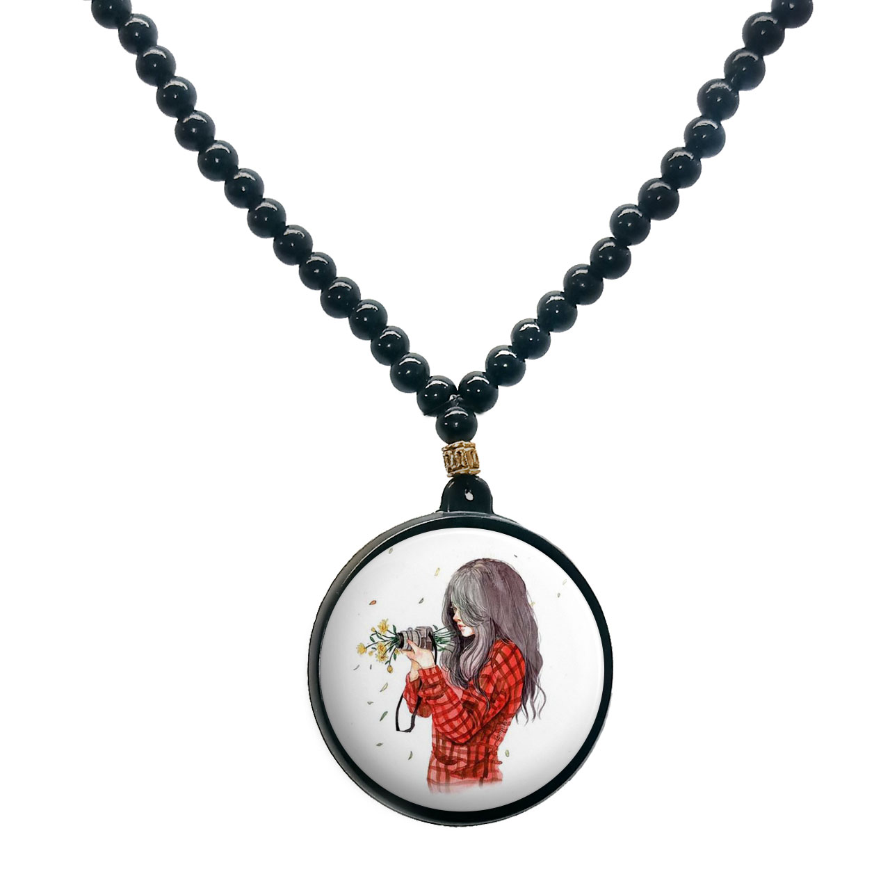 گردنبند پرمانه طرح عکاس کد pmd.5117 مدل دو طرفه