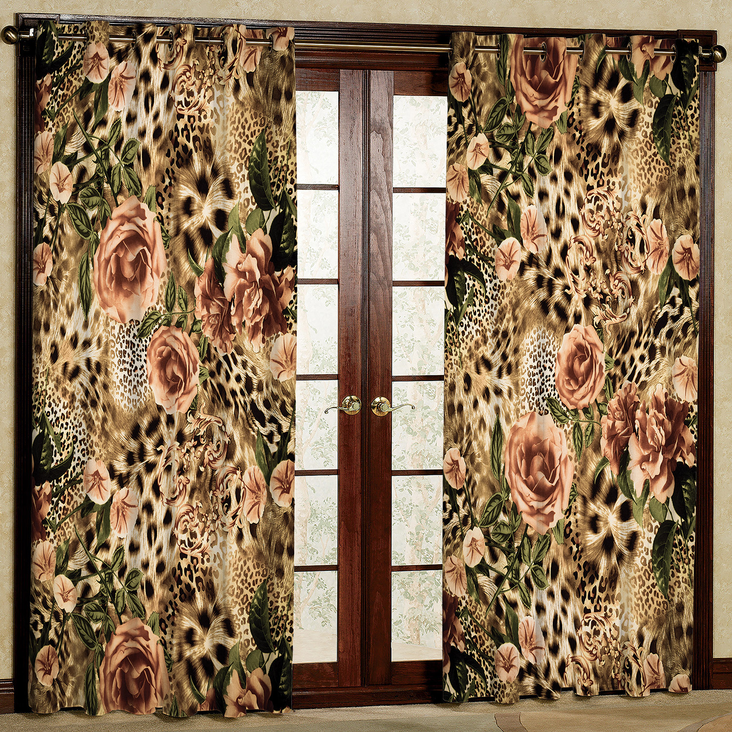  پرده مدل طرح گل و پلنگی مخمل پانچی کد 1357 سایز 140x280 سانتی متر