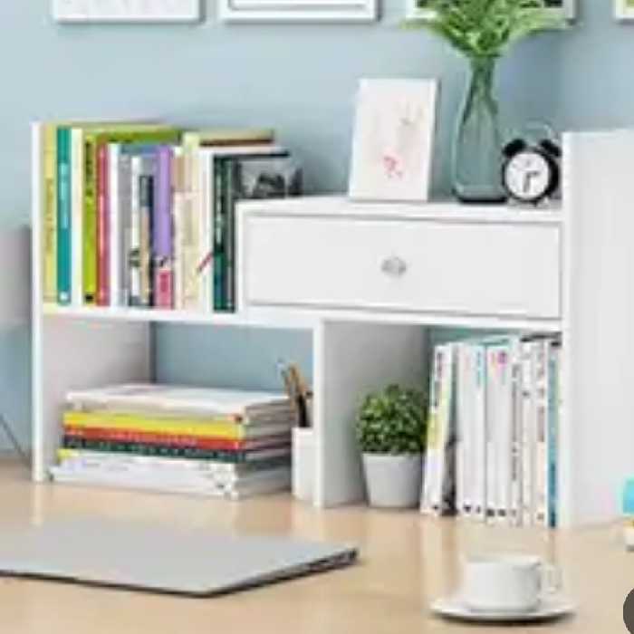 کتابخانه رومیزی ، ام دی اف، طول 120 سانت و ارتفاع 40 سانت، عمق کار 20 سانت 