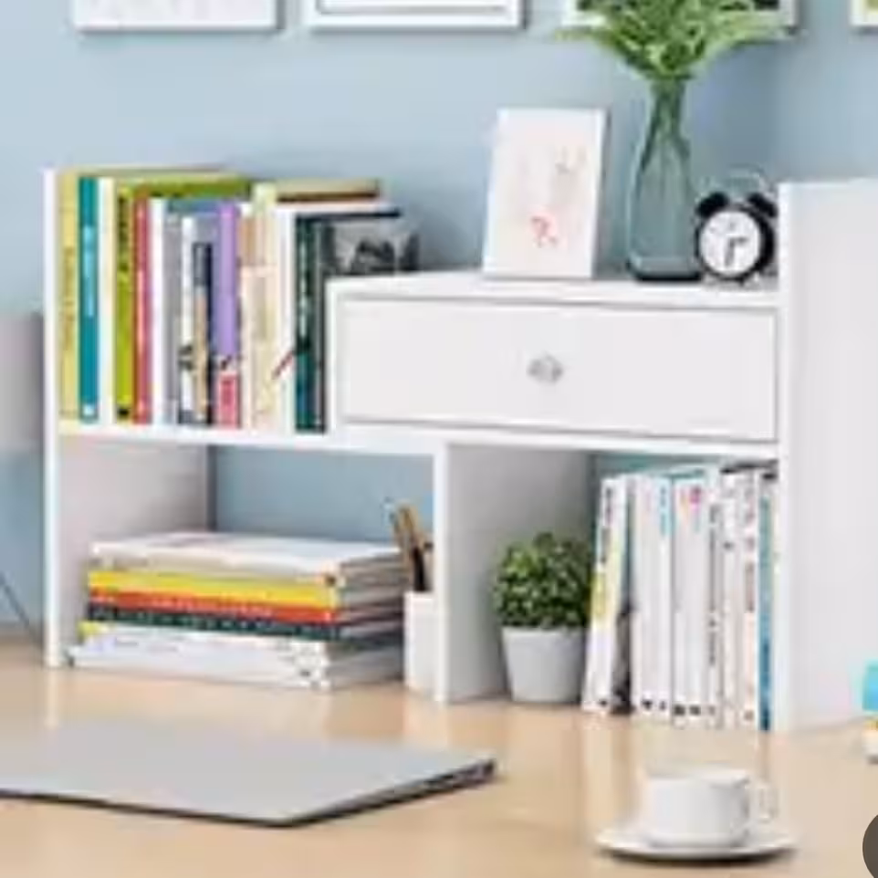کتابخانه رومیزی ، ام دی اف، طول 120 سانت و ارتفاع 40 سانت، عمق کار 20 سانت 