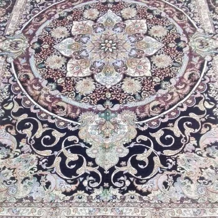 روفرشی زیبا مخمل زرک رنگ زمینه سرمه ای سایز  12 متری ( تنوع رنگ و سایز موجود)