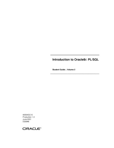 خرید و دانلود نسخه کامل کتاب Introduction to Oracle 9i PL-SQL Student Guide (Vol 2)