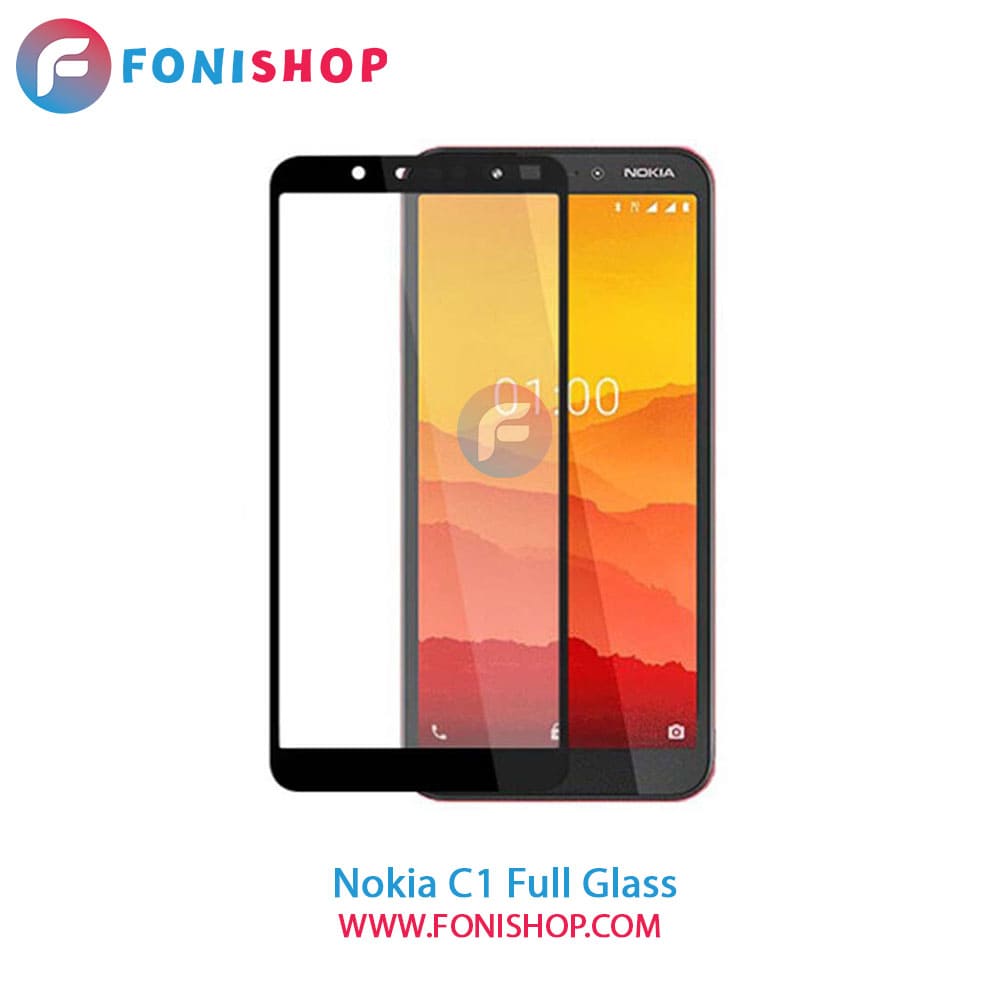 گلس محافظ صفحه نمایش فول تمام صفحه نوکیا Nokia C1