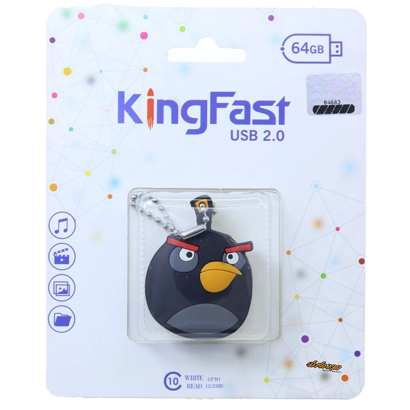فلش 64 گیگابایت فانتزی طرح انگری برد مشکی کینگ فست KING FAST