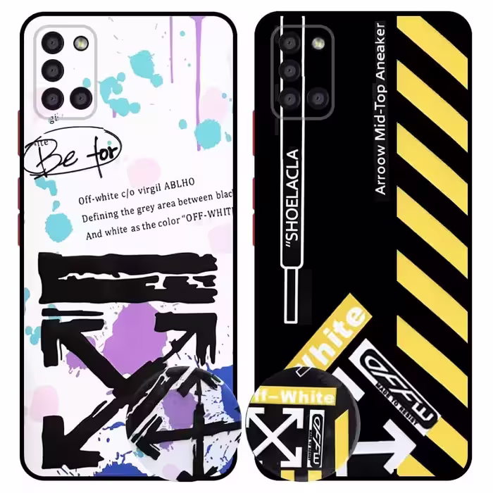 کاور فانتزی طرحدار دخترانه و پسرانه مناسب برای گوشی Samsung Galaxy A71 مدل محافظ لنزدار به همراه پاپ سوکت طرح آف وایت OFF WHITE CASE