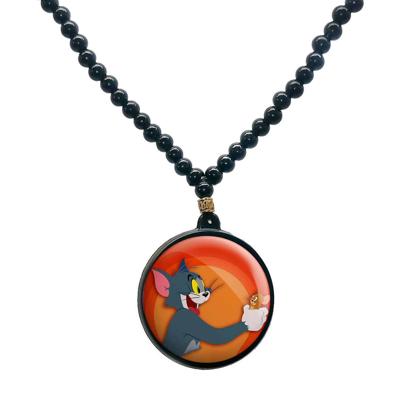 گردنبند پرمانه طرح تام و جری کد pmd.10787 مدل دو طرفه