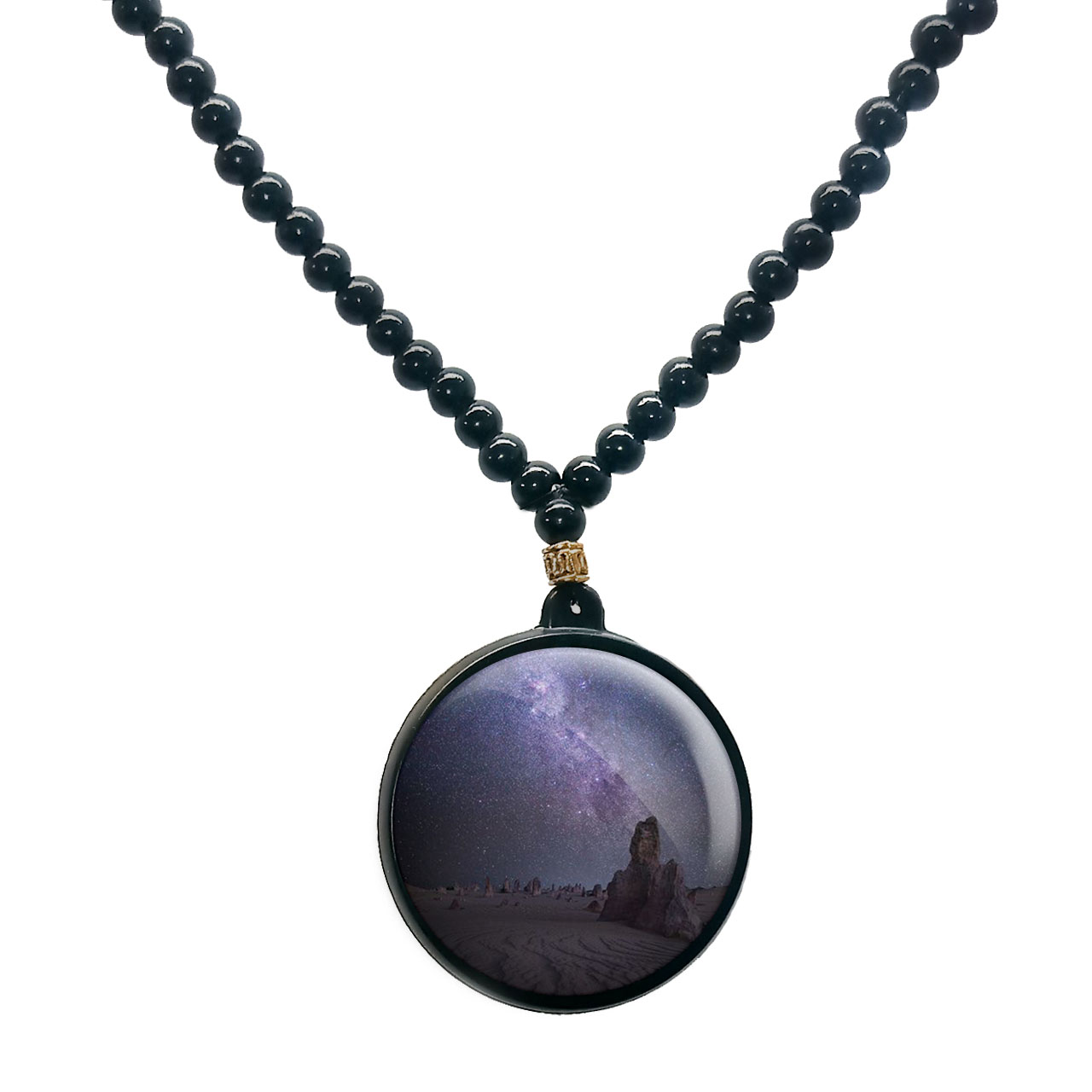 گردنبند پرمانه طرح ستاره و کهکشان کد pmd.25679 مدل دو طرفه