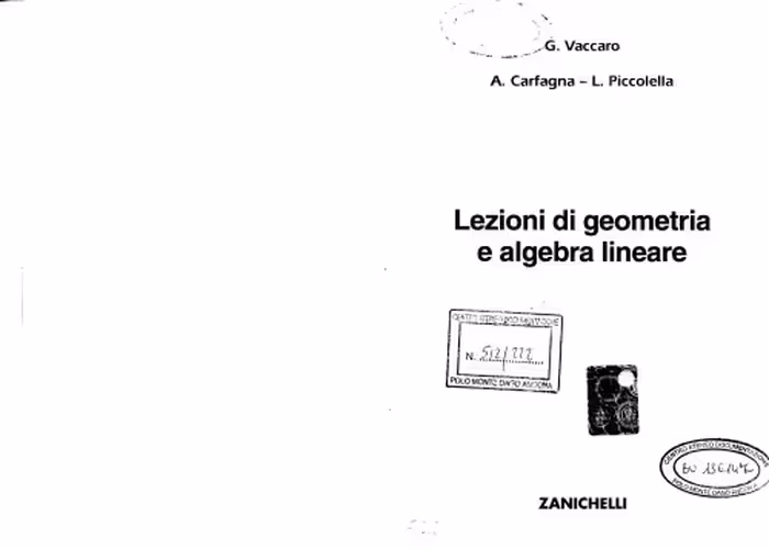 خرید و دانلود نسخه کامل کتاب Lezioni di Geometria e Algebra Lineare