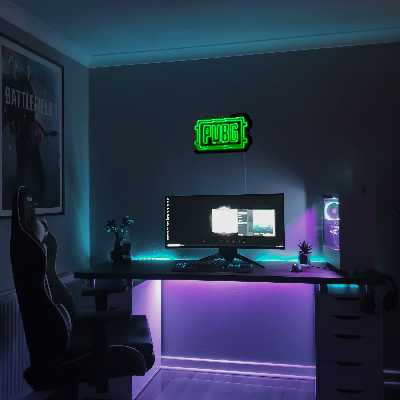 چراغ دیواری نئون دیزاین طرح Pubg-Logo-BL_GR