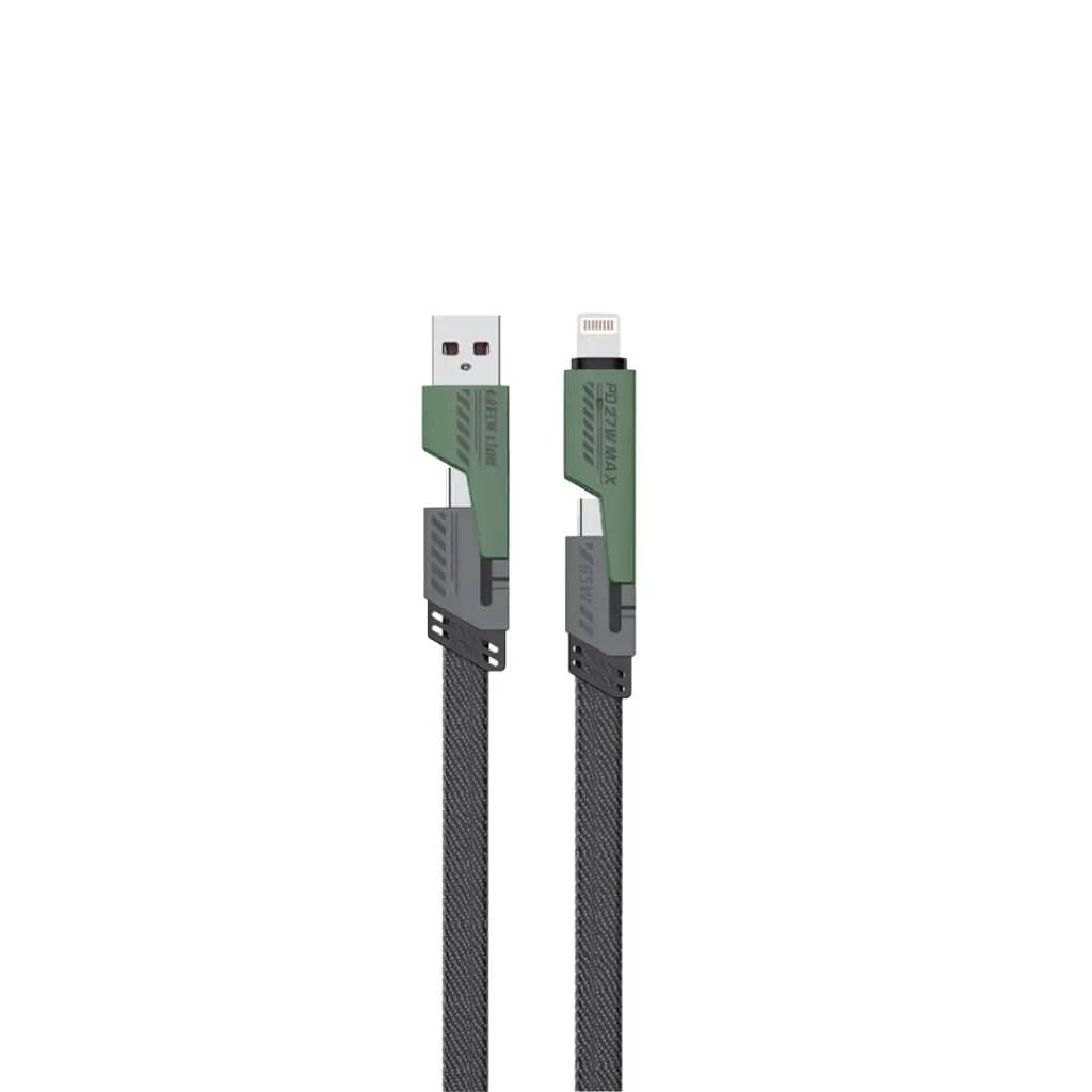 کابل 2 در 2 گرین لاین مدل Green Lion 2 in 2 Braided Fast Charging Cable GN2IN2BRCBK