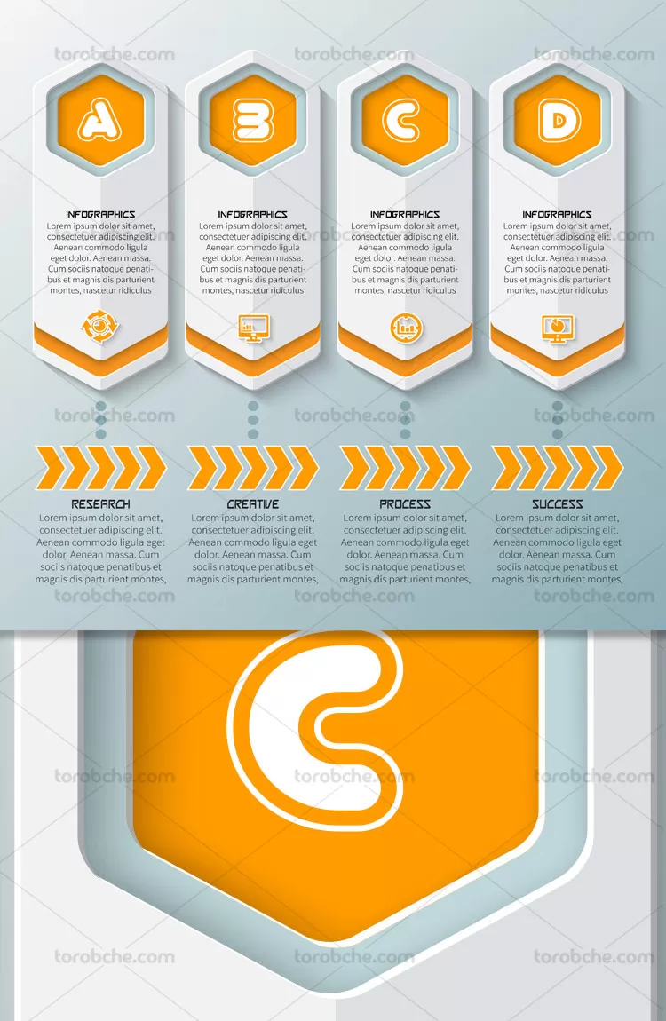 وکتور اینفوگرافیک باکس های مرحله ای | گرافیک با طعم تربچه