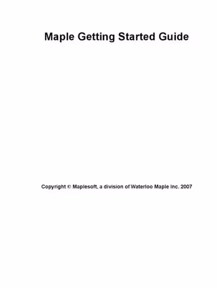 خرید و دانلود نسخه کامل کتاب Maple 11 Getting Started Guide