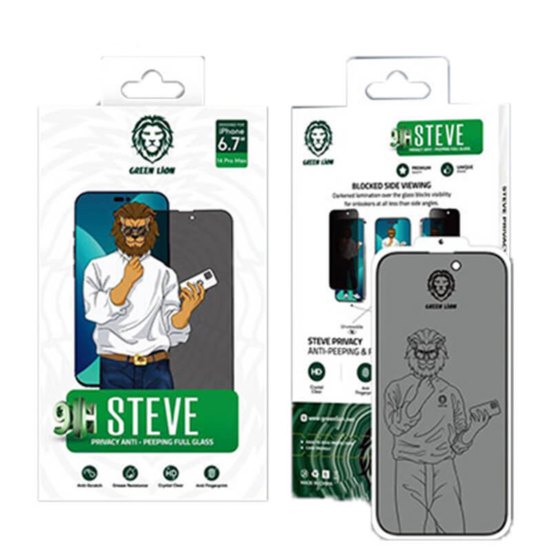 محافظ صفحه نمایش حریم خصوصی گرین لاین مدل 9H steve مناسب برای گوشی موبایل اپل iphone 14 pro max | کالا برتری