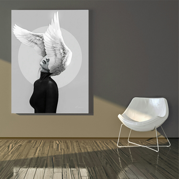 تابلو بوم طرح سیاه قلم دختر مدل TB811