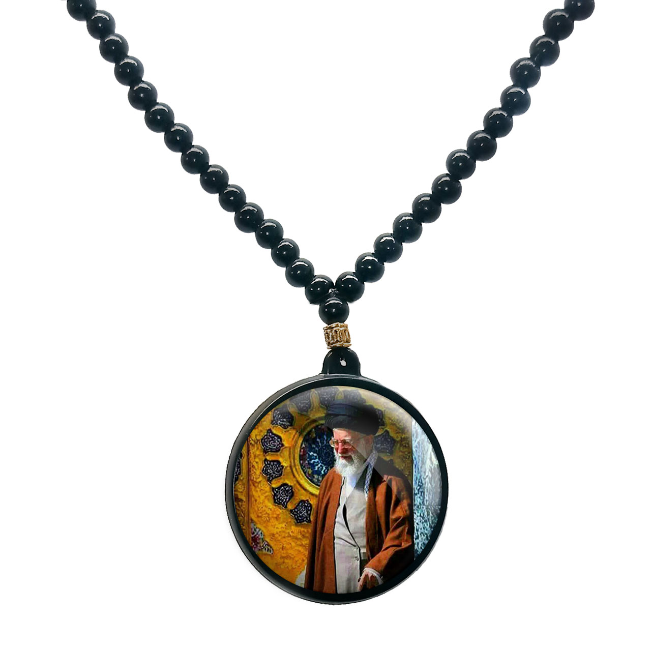 گردنبند پرمانه طرح تصویر آیت الله خامنه ای کد pmd.11702 مدل دو طرفه