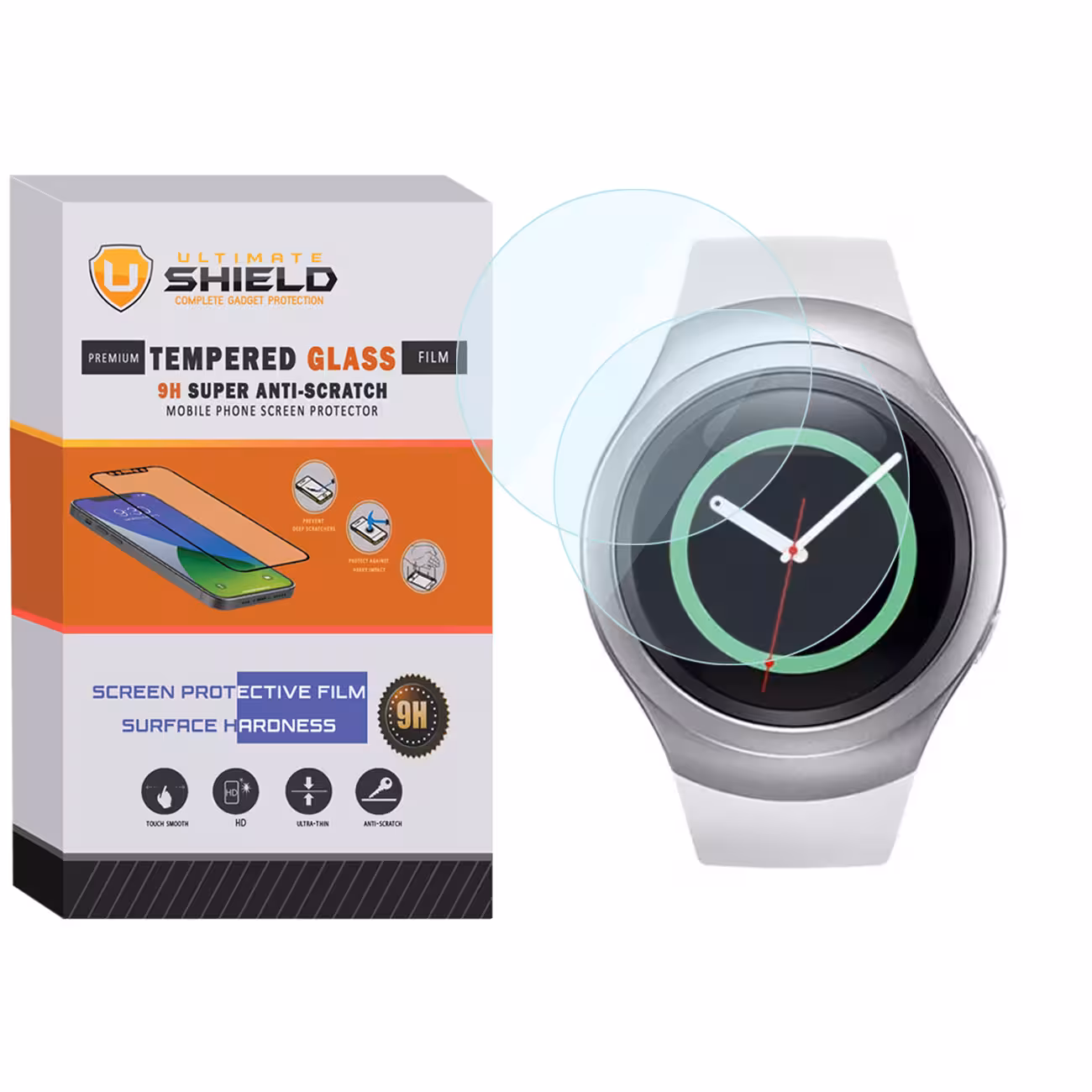 محافظ صفحه نمایش شیشه ای آلتیمیت شیلد مدل SH-UL مناسب برای ساعت هوشمند سامسونگ Galaxy Gear S2 بسته دو عددی