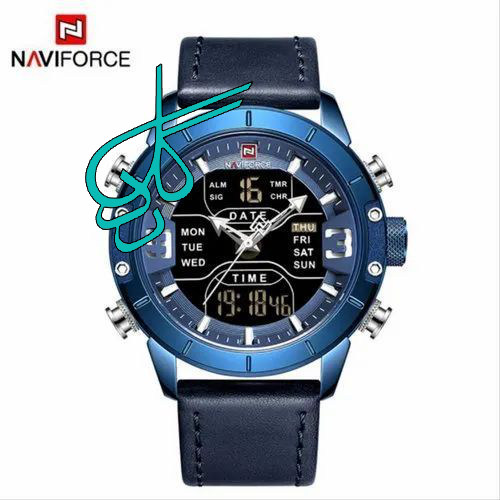 خرید ساعت مردانه naviforce موتور ژاپن جنس بند چرم دو زمانه ضدآب چراغ دار و دارای تقویم کد 1917034 - ردگل