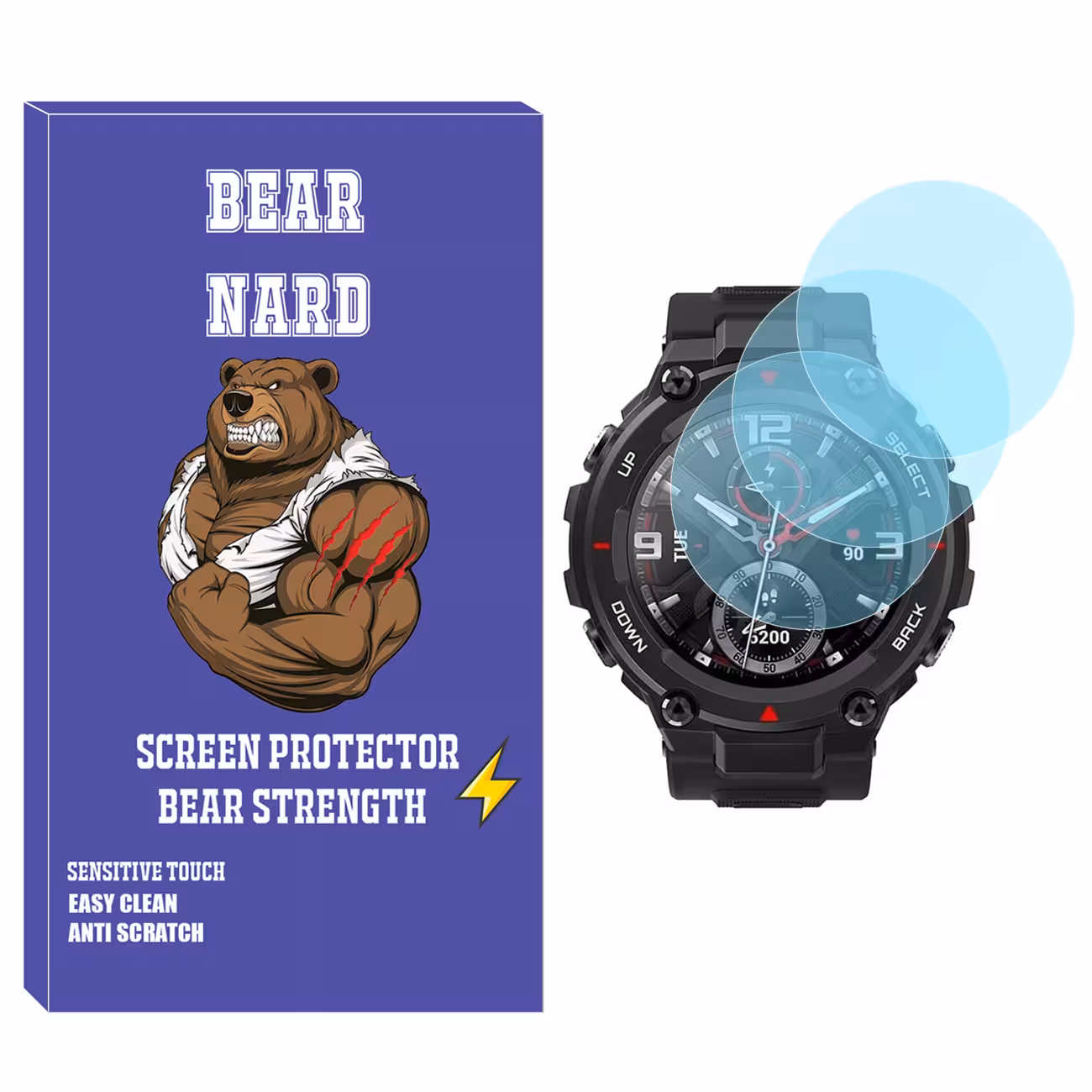محافظ صفحه نمایش شیشه‌ای برنارد مدل SH-BR مناسب برای ساعت هوشمند امازفیت T-Rex Pro بسته سه عددی