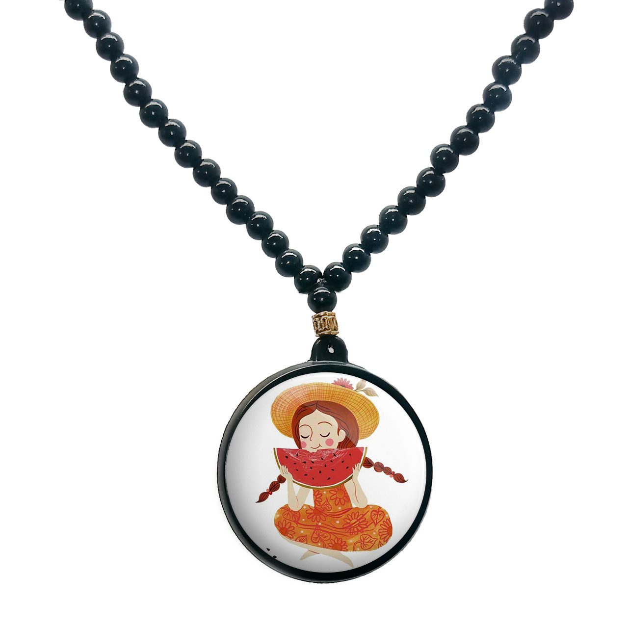 گردنبند پرمانه طرح دخترونه کد pmd.4693 مدل دو طرفه