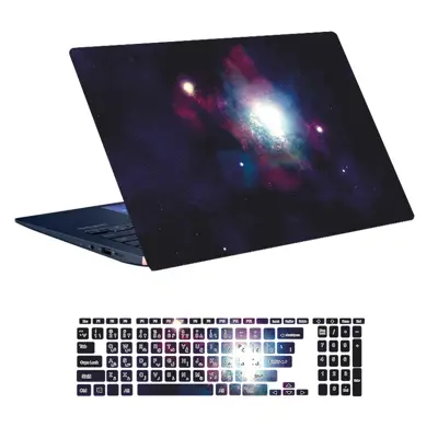 استیکر لپ تاپ توییجین و موییجین طرح Space کد 131 مناسب برای لپ تاپ 15.6 اینچ به همراه برچسب حروف فارسی کیبورد 