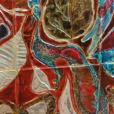 تابلو برجسته طرح گل و مرغ کد n012