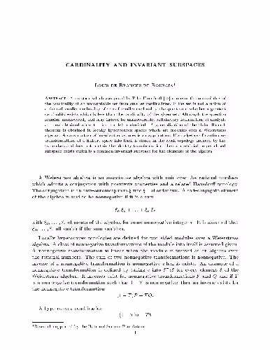 خرید و دانلود نسخه کامل کتاب Cardinality and Invariant Subspaces