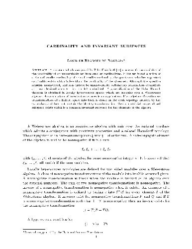 خرید و دانلود نسخه کامل کتاب Cardinality and Invariant Subspaces