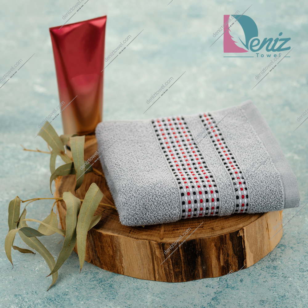 حوله دستی طرح حاشیه ژاکارد طوسی روشن