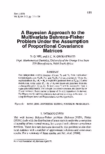 خرید و دانلود نسخه کامل کتاب A Bayesian Approach to the Multivariate Behrens-Fisher Problem Under the Assumption of Proportional Covariance Matrices