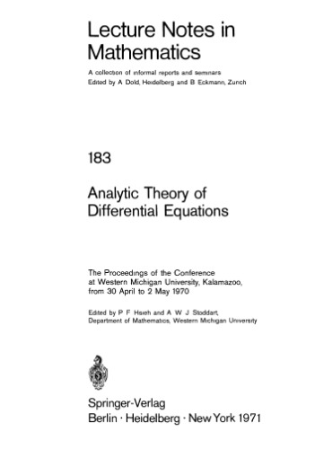 خرید و دانلود نسخه کامل کتاب Analytic Theory of Differential Equations