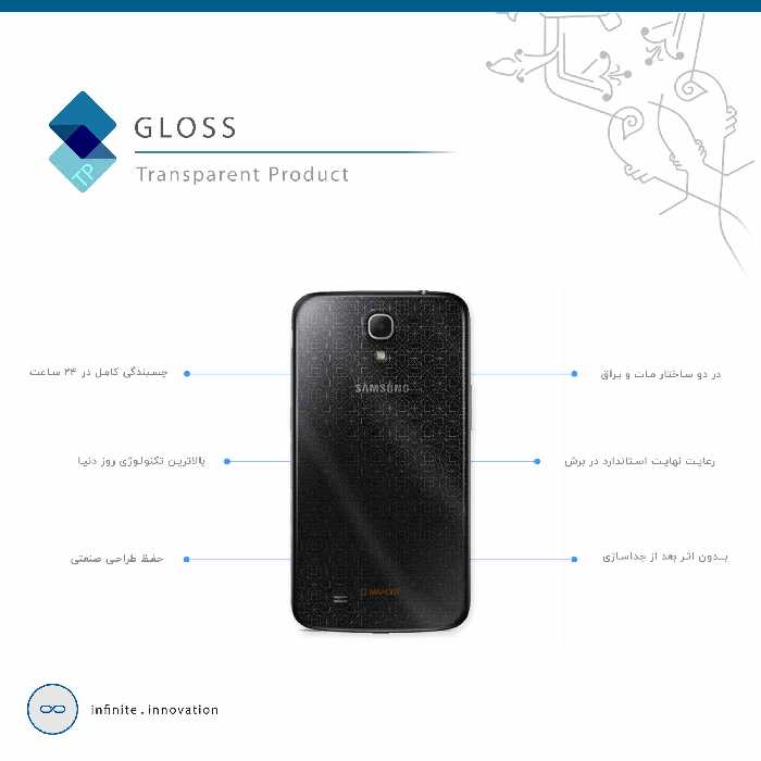 برچسب پوششی ماهوت مدل Gloss Transparent مناسب برای گوشی موبایل سامسونگ Galaxy Mega 6.3 I9200
