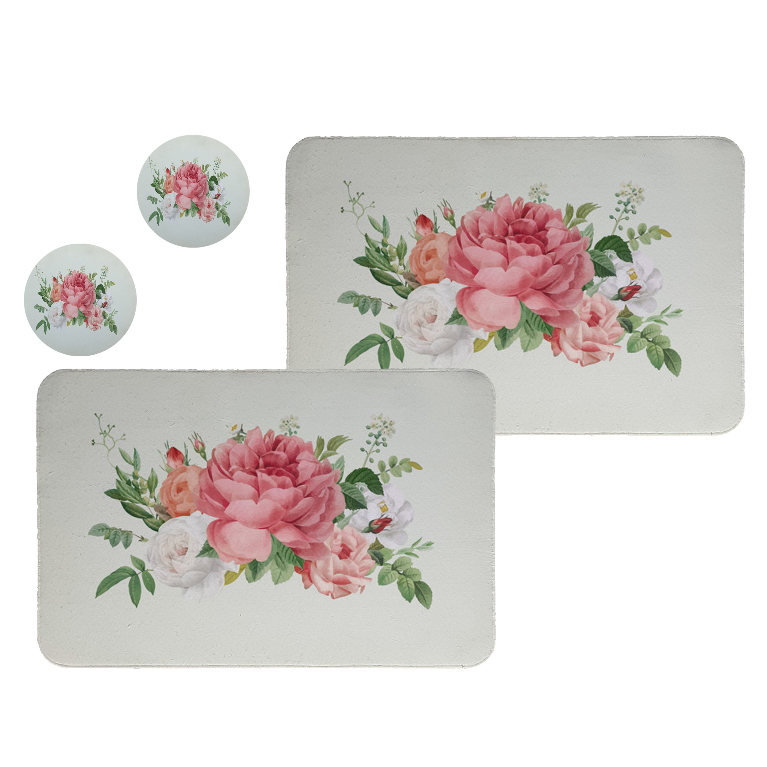 زیربشقابی طرح گل کد 8026 مجموعه 2عددی به همراه زیر لیوانی